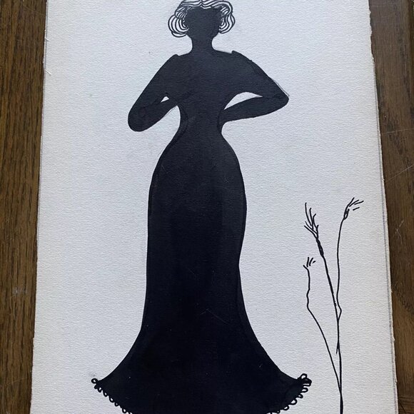 10 Black White Art Deco Pen Ink Drawings 7 signed "NOVA" Vintage Ladies GUC - Picture 7 of 16